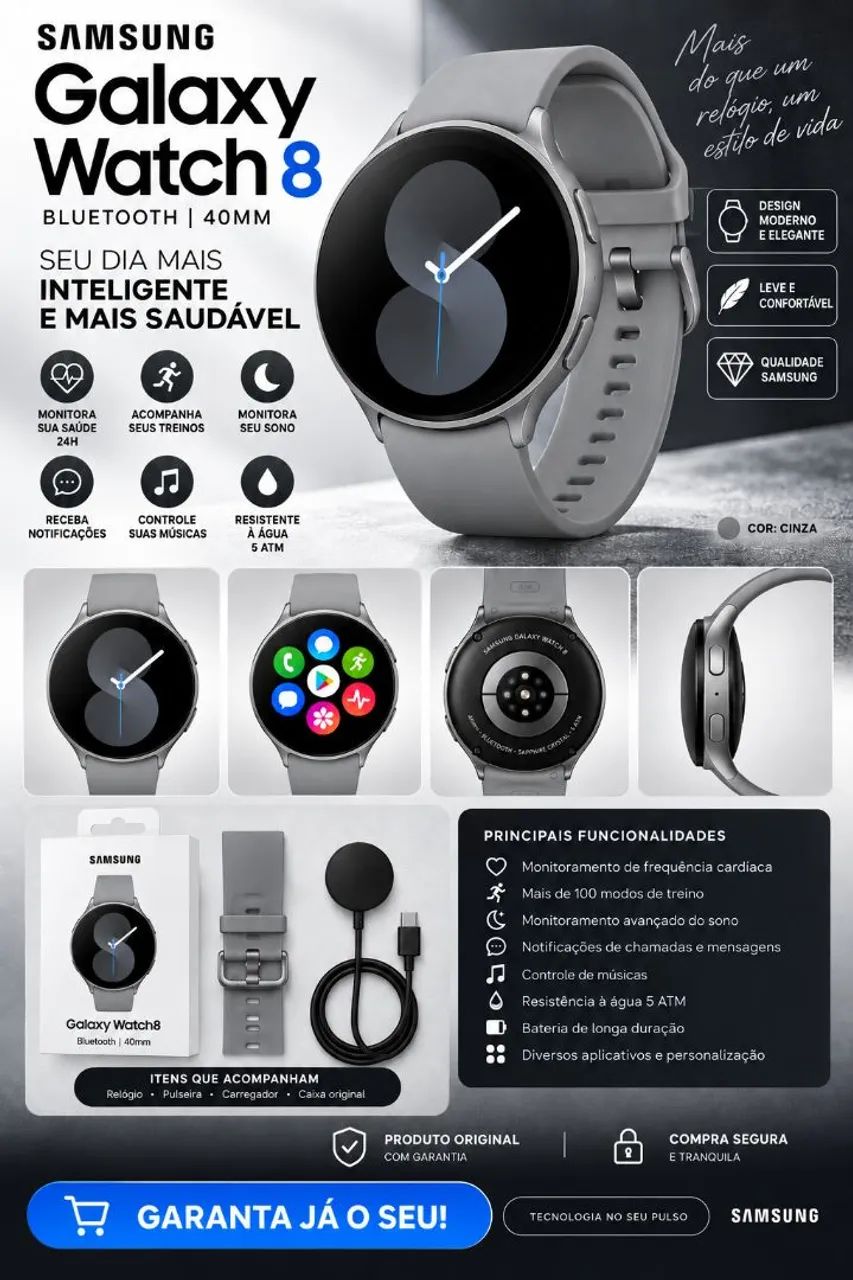 Relógio Samsung Watch 8 BT 40mm - Foto 2