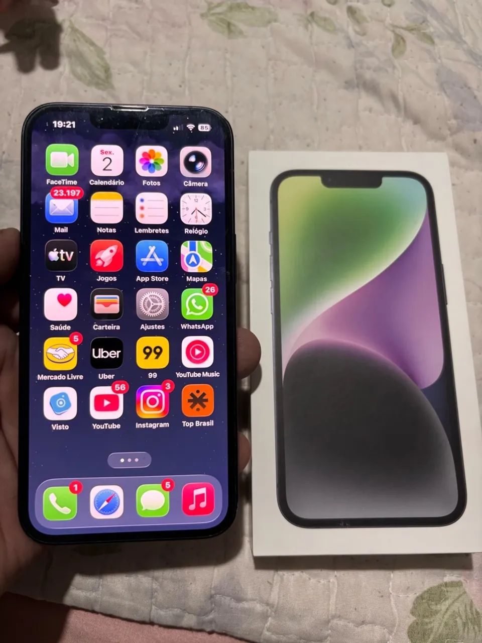 IPhone 14 128gb na caixa , bateria 86% . Com caixa 