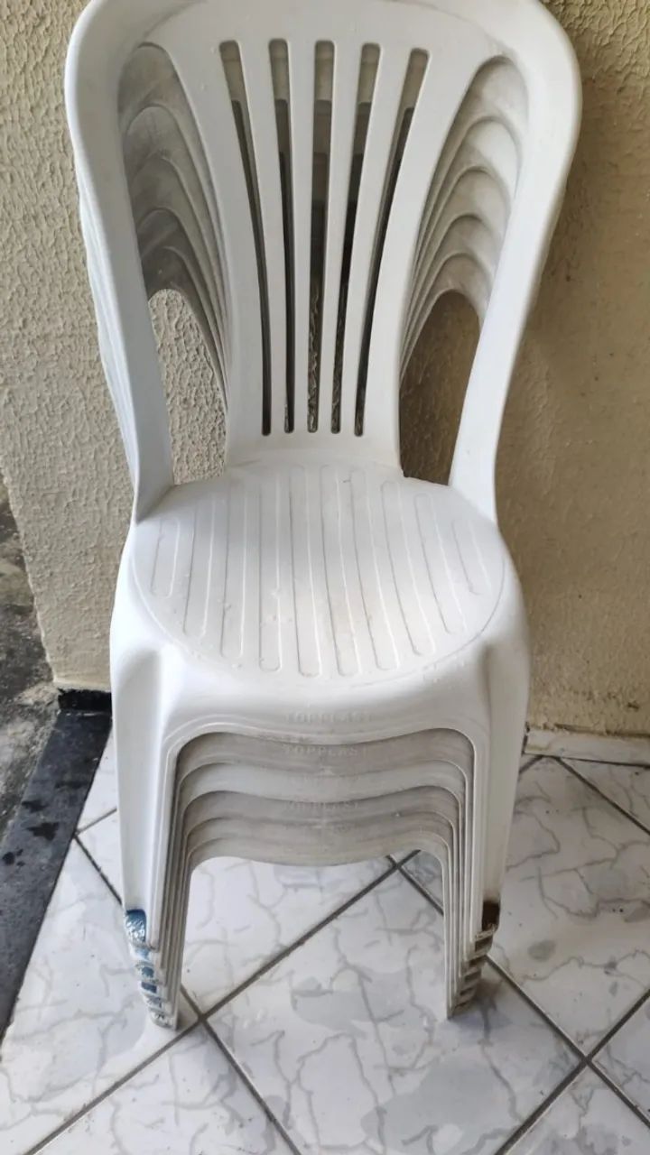 Conjuntos de mesa e cadeira de plástico branca - Foto 4