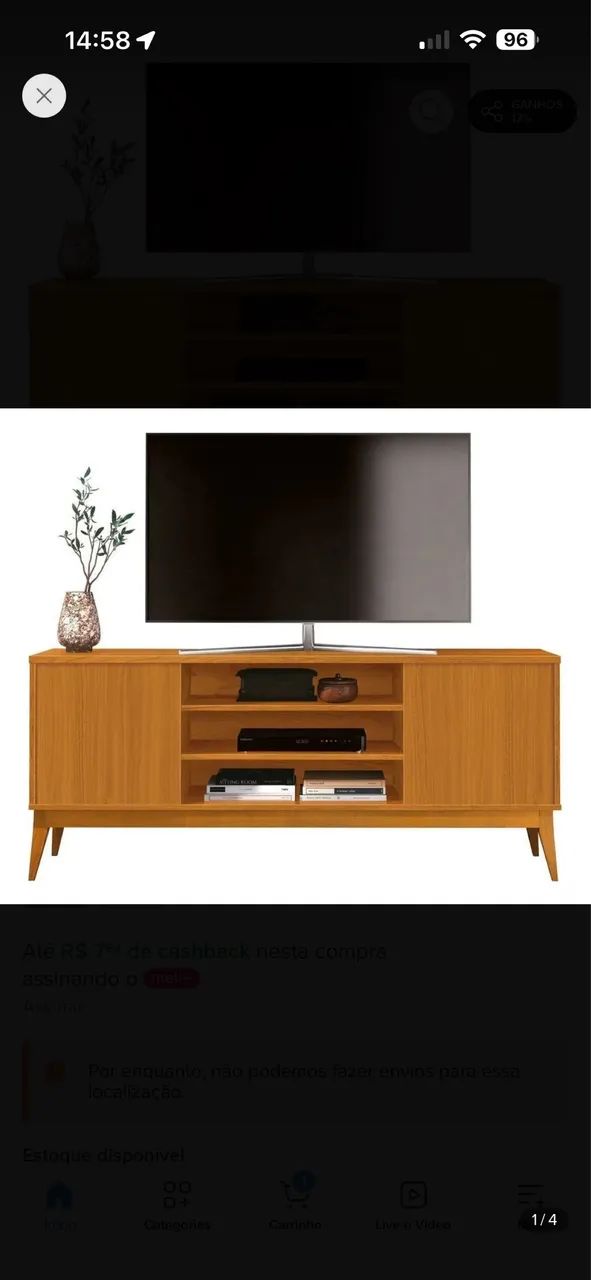 Rack para TV até 65 polegadas 1.60cm pés em madeira Wt - Foto 5