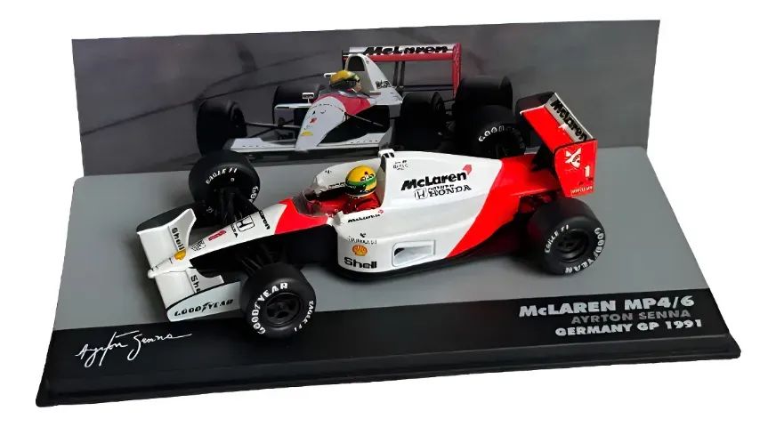 1:43 Miniatura Mclaren Mp4/6 1991 Senna Lendas Brasileiras