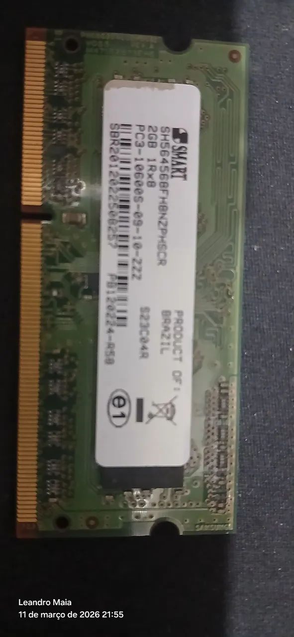 Memória para notebook 2 Gb DDR365704297165699122