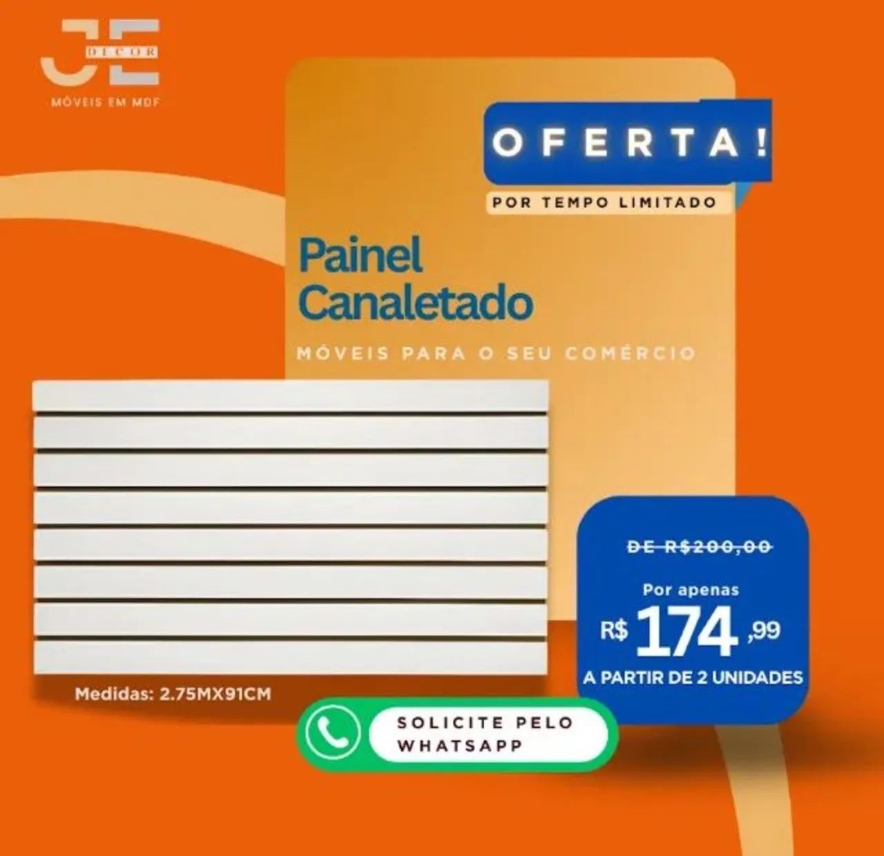 Painel canaletado em mdf 2.75x90 