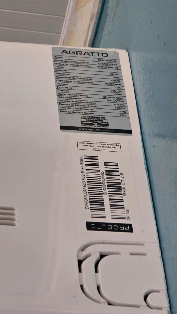 Ar condicionado agratto 18.000 btu  - Foto 4