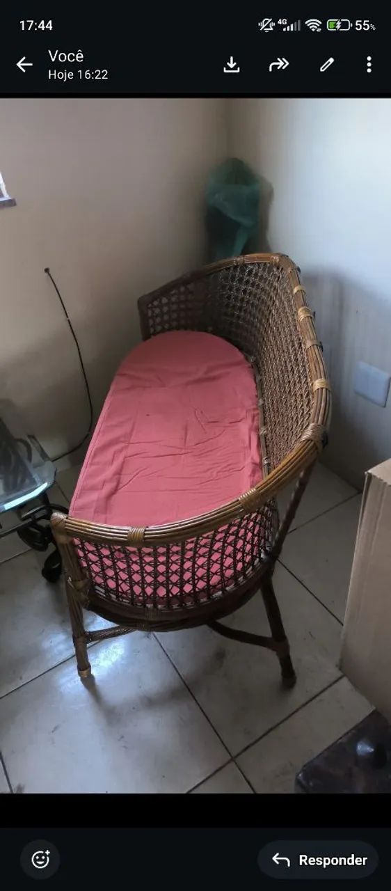 Sofá de palha/rattan excelente estado com almofada - Foto 2