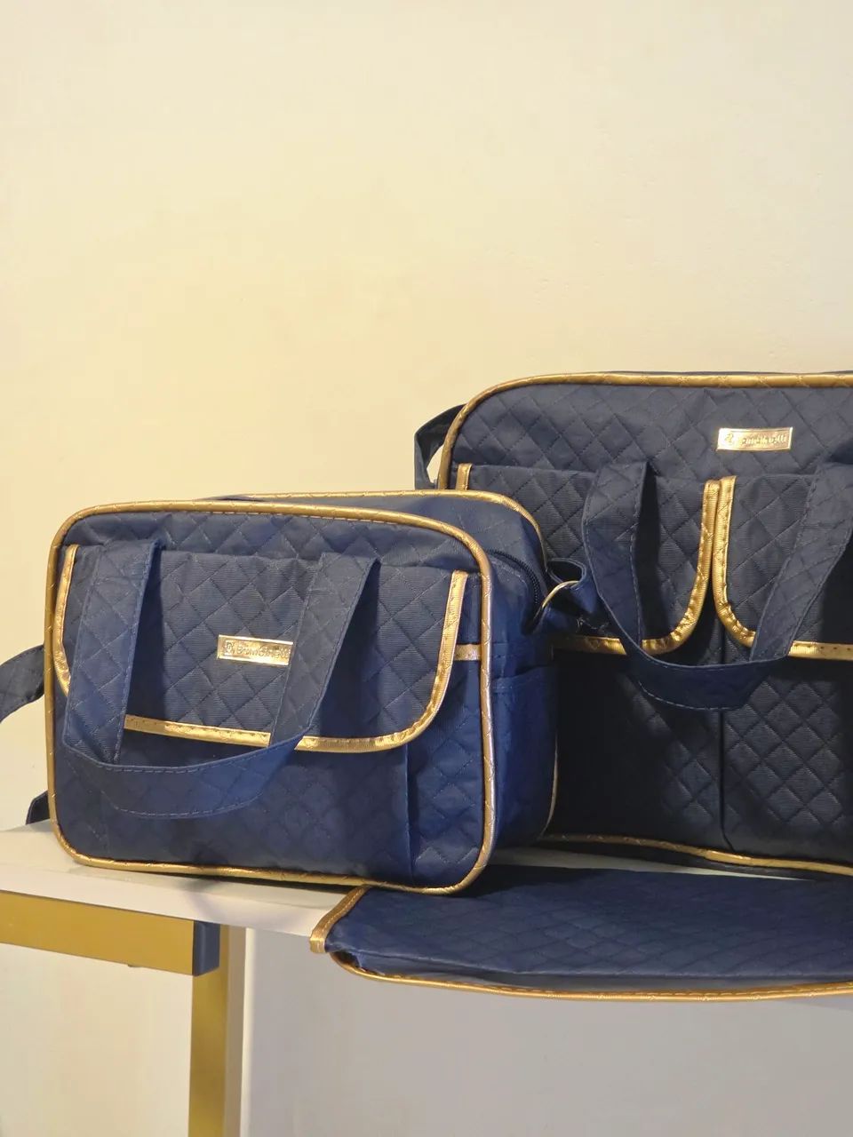Kit Bolsa Maternidade Azul-marinho com Mochila e Trocador Bambinelli - Foto 2