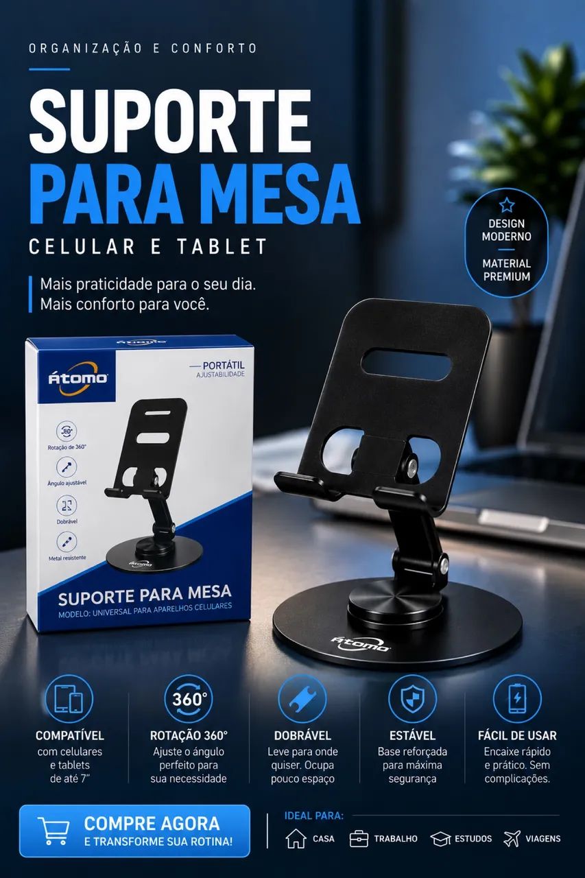 Suporte de mesa para celular e tablet 