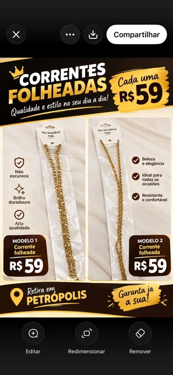 Corrente folheada