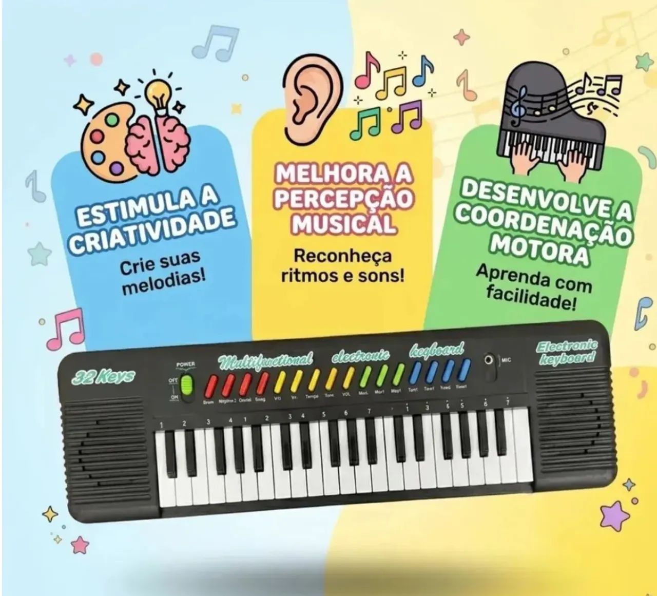 Teclado musical infantiil com microfone  - Foto 5