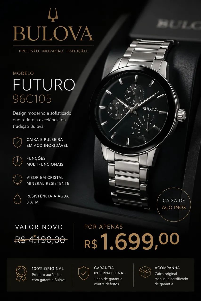 Relógio Bulova exclusivo raro