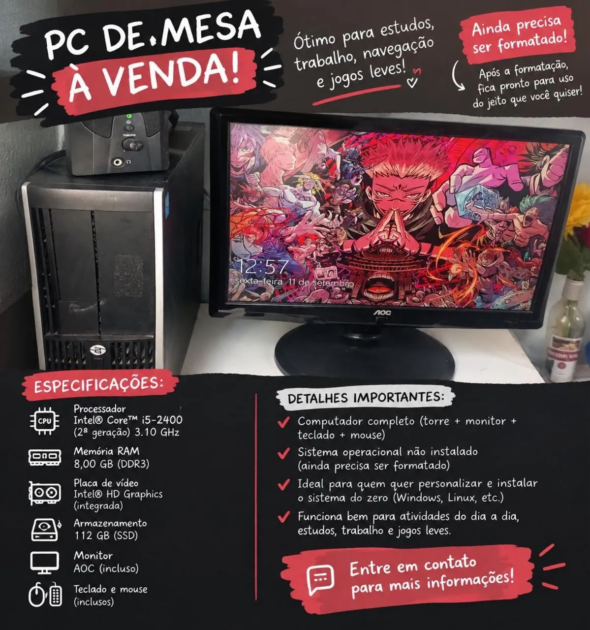 Vendo PC de mesa completo