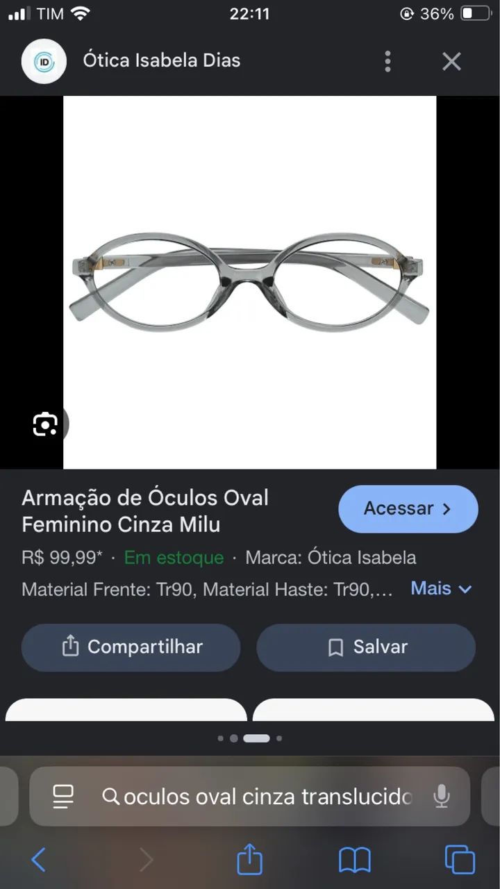 Óculos oval (sem a lente) - Foto 2