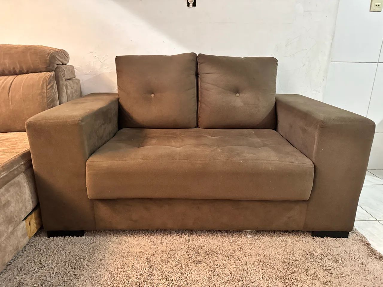 Sofá 2 Lugares Suede Marrom (Entrega Grátis Jundiaí e Várzea) - Foto 3