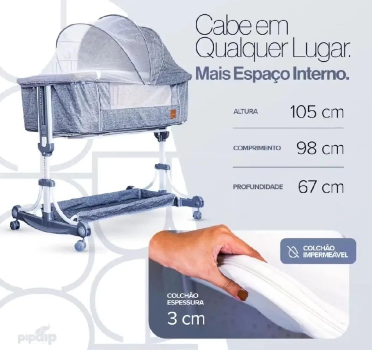 Berço cobed com colchao e mosquiteiro