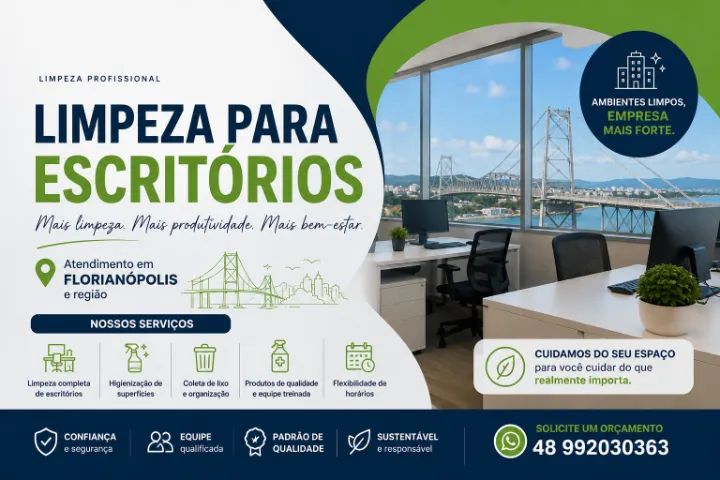 Limpeza para Escritorios! Ambiente Limpo e Organizado.