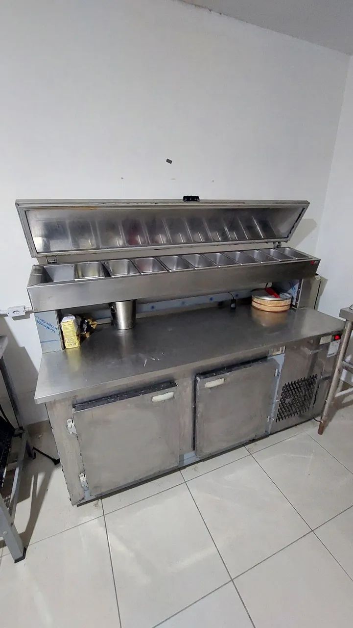 Balcão Pizzaiolo Gelopar 2m Inox - Refrigerado (semi-novo)
