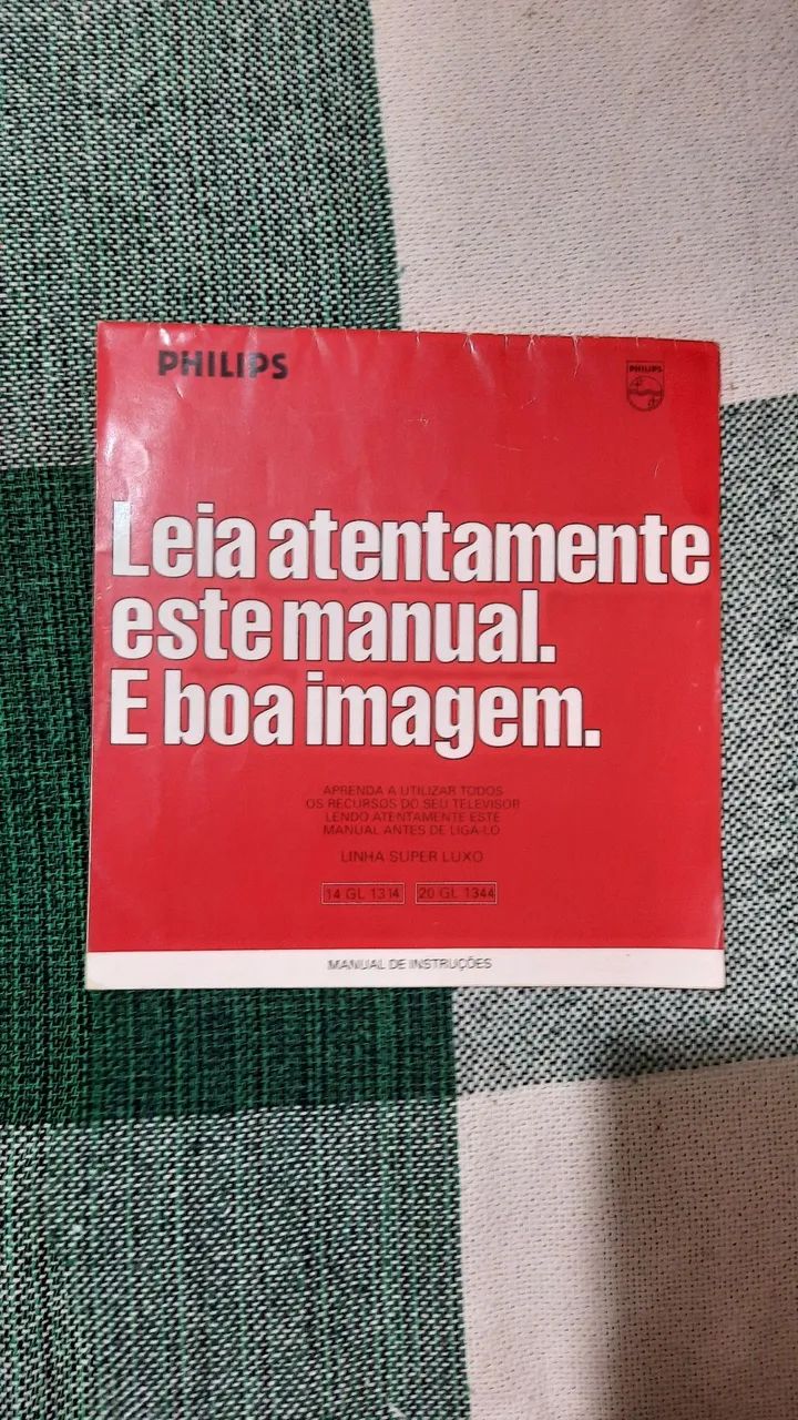 Manual antigo de Instruções TV Philips Luxo 14 Gl 1314 20 Gl 1344 (Usado)