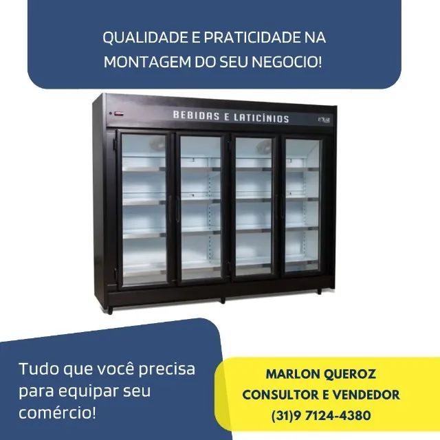 Geladeira Expositora 4 Portas Preta Polar
