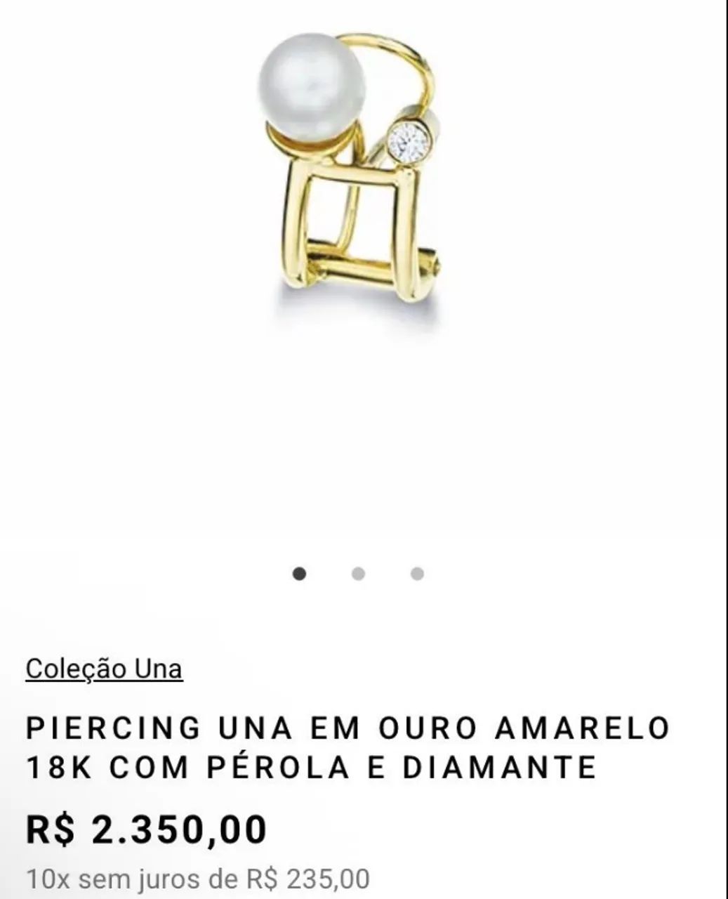 Piercing Vivara  - ouro 18k + pérola + diamante  - Foto 5