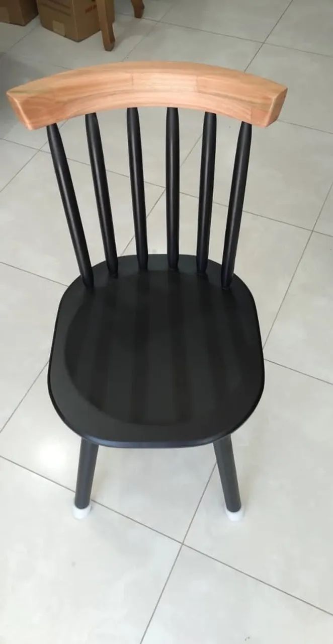 Cadeira Madeira com Assento MDF Preto e Natural Milena - Foto 3