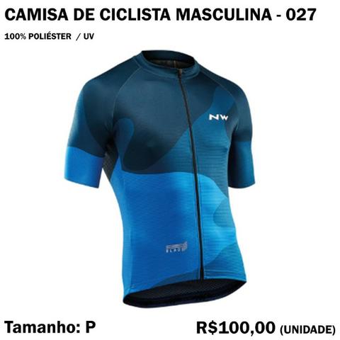 Camisa de Ciclista Tamanho P 100% Poliéster Modelo 27 com Proteção UV