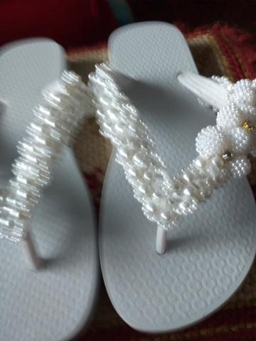 Chinelos havaianas e Ipanema Bordados com pérolas craqueladas - Foto 4