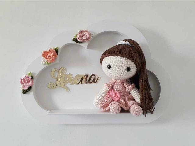 Nuvem MDF com amigurumi - Foto 4