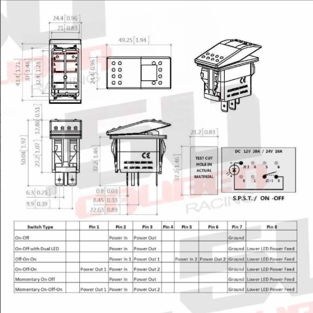 Botão Interruptor + LED 12V/20A - 24V/10A Barco Lancha Motor - Foto 8