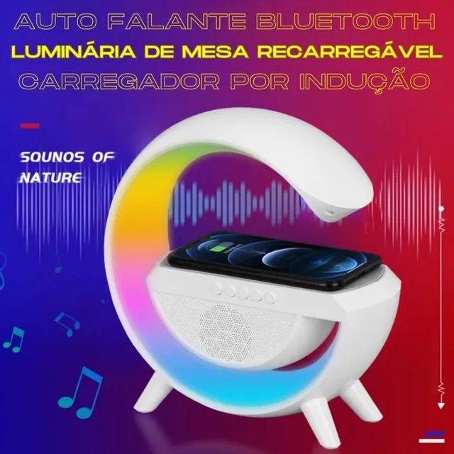 Luminária multifuncional - Relógio de Mesa e Despertador- Carregador d