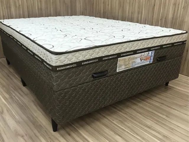 Cama box Baú Golden Light Casal  fl6