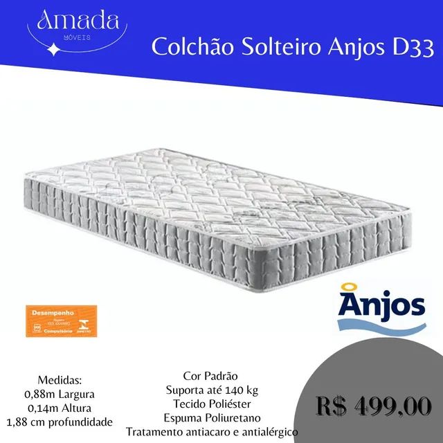 Colchão solteiro D33 Entrega em 3 dias
