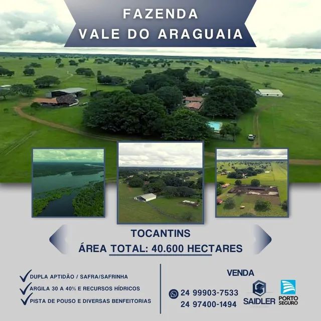 Fazenda no vale do Araguaia com 40.600 hectares 