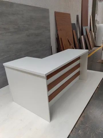 mesa para escritorio em L canelado  - Foto 5