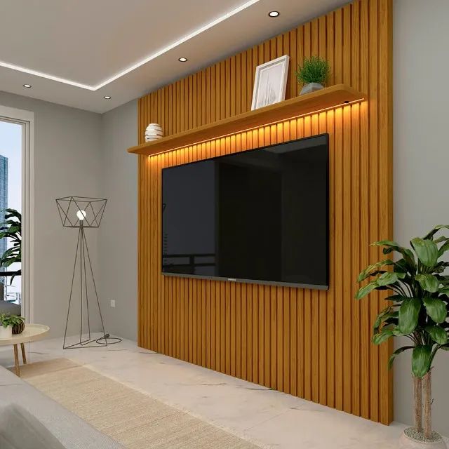 Painel Nobre Sem Nicho 185cm para TV até 75 Polegadas com LED Gelius Naturale - Foto 3