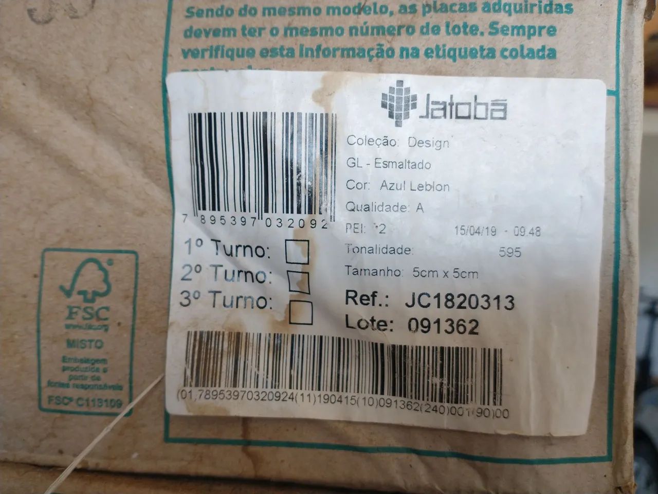 Pastilha de porcelana JATOBÁ 5x5cm Azul LEBLON - Foto 3