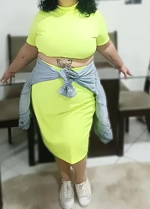 Conjunto plus size crepe verde - Foto 2
