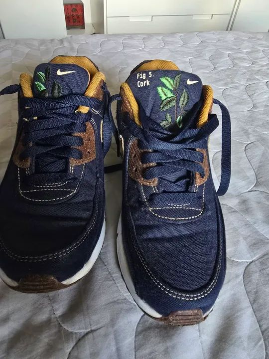 Nike Air Max 90 - Azul e Dourado tam 35 - Foto 3