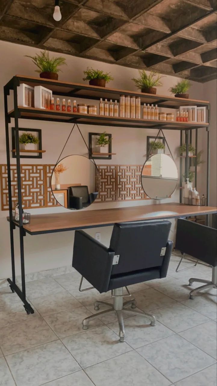 Bancada salão de beleza estilo industrial dupla