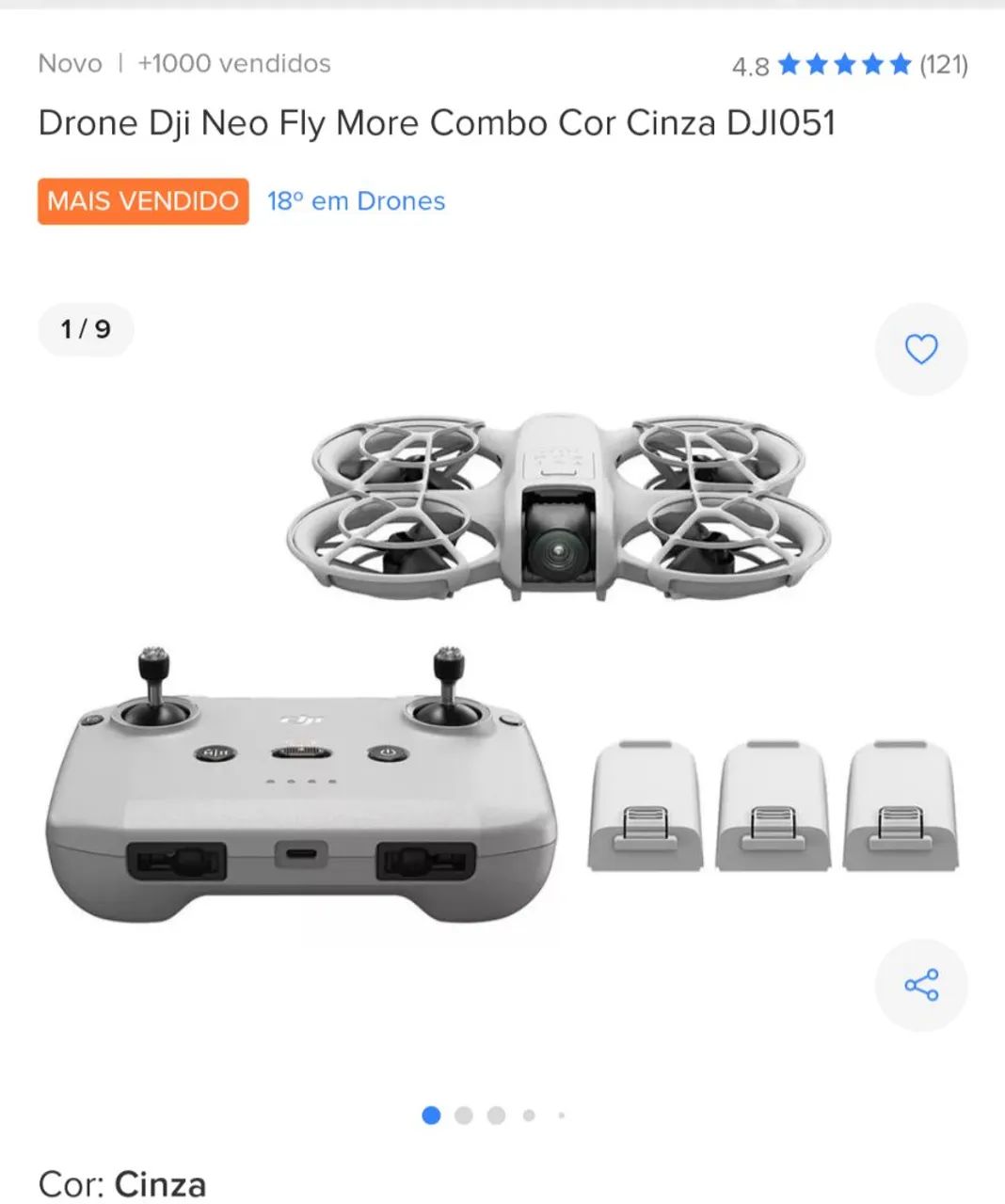 Drone Dji Neo Fly More Combo Cinza DJI051
