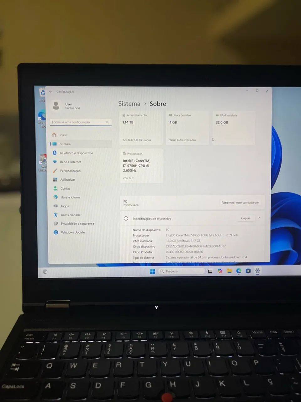 ThinkPad P53 i7 9 geração 32gb - Foto 4