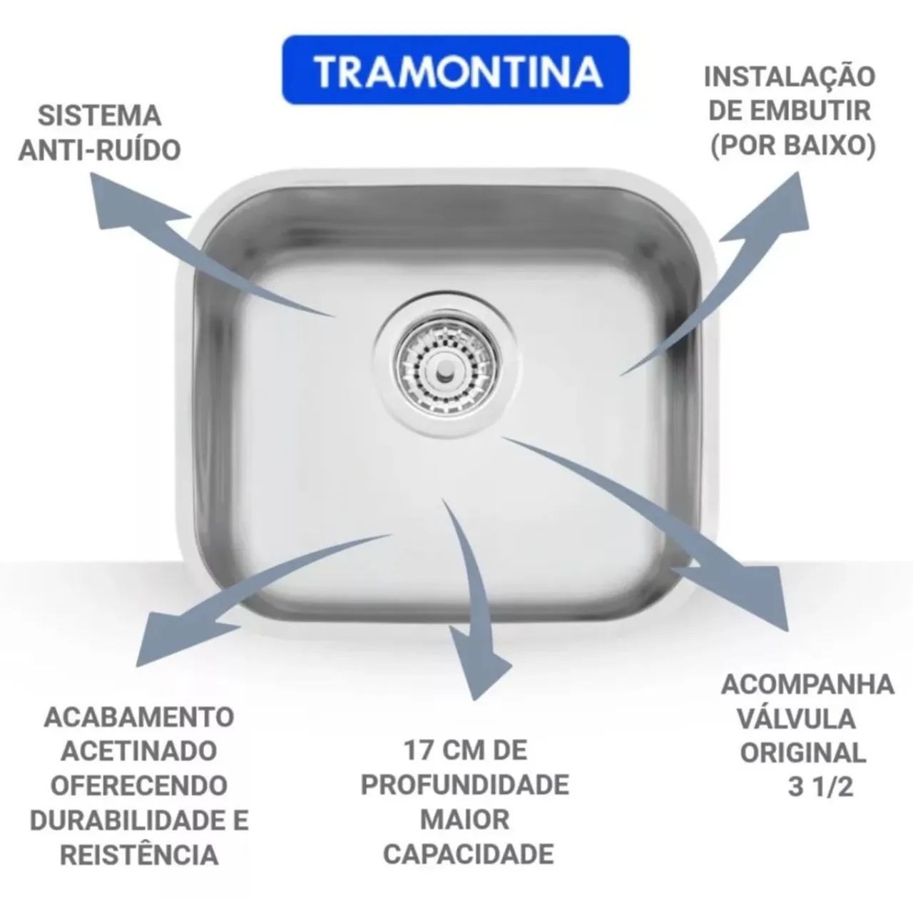 Cuba para tanque e cozinha em aço inox com acessórios - Foto 3