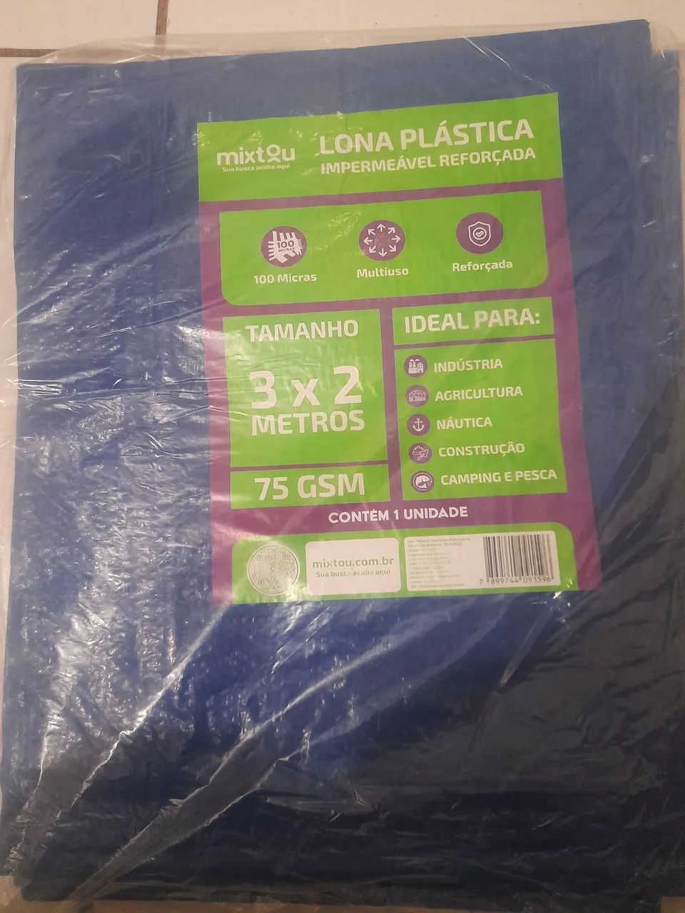 LONA AZUL  3 X 2= 6 METROS NOVA - Foto 4
