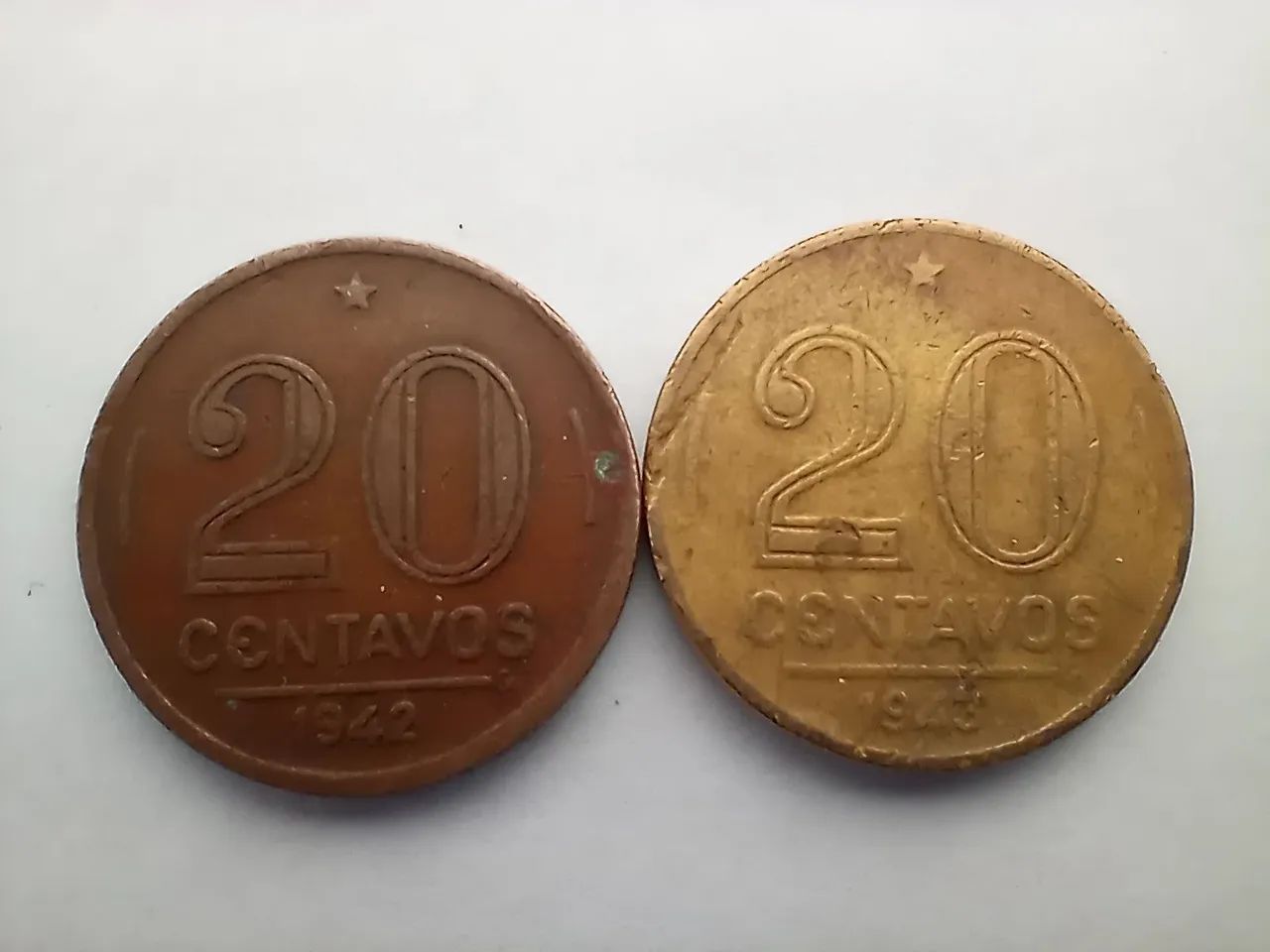 5 moedas de 20 centavos
