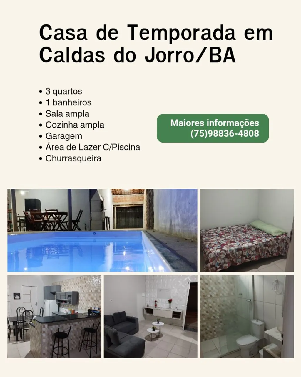 Aluguel de temporada em Caldas do Jorro/BA