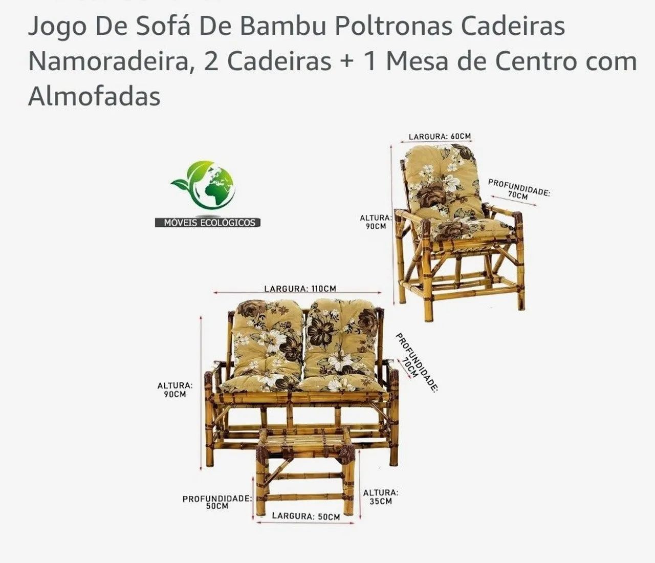 Jogo de sofá de Bambu - Foto 2