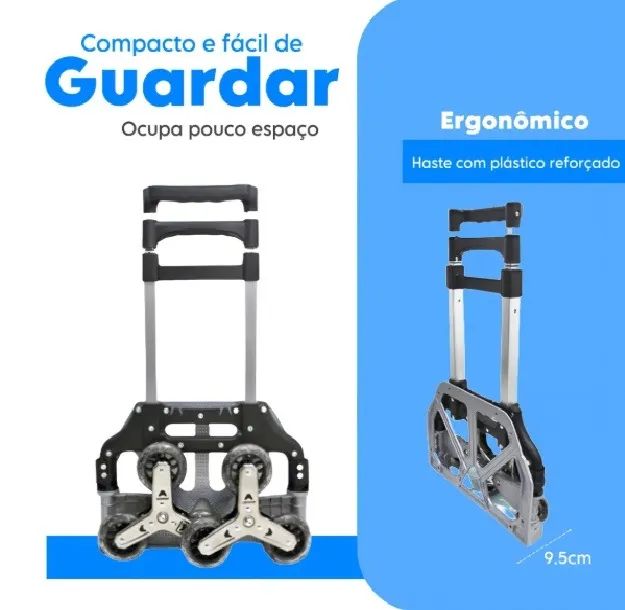 Carrinho de Carga Sobe Escada Dobrável Multifuncional Até 70kg / De: R$ 390,00 - Por: 230, - Foto 3