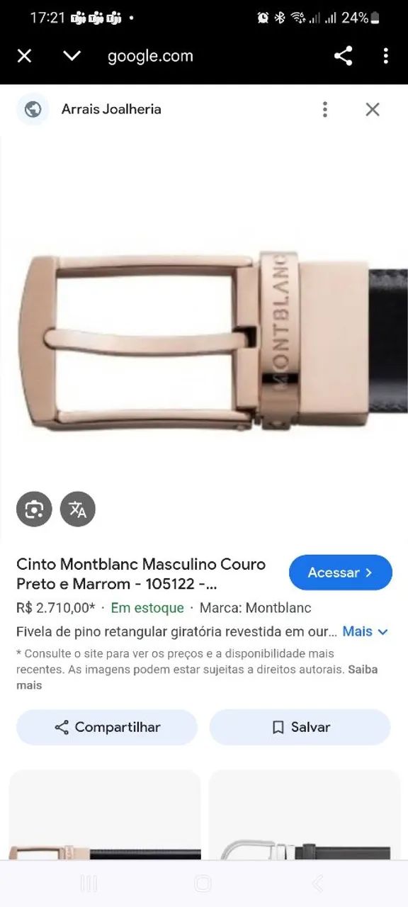 Cinto Montblanc Couro Preto/Marrom com Fivela Rose Gold - Foto 5