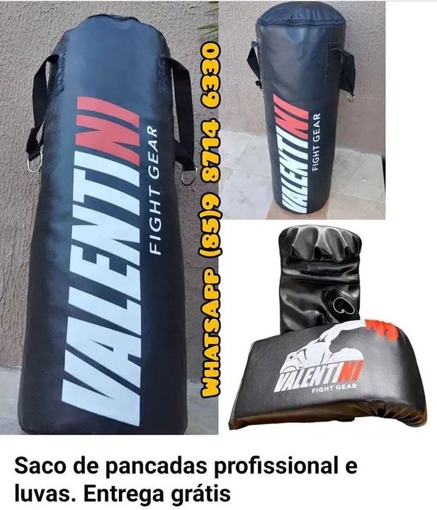 Saco de pancadas Valentim profissional e luvas bate saco. Entrega grátis 