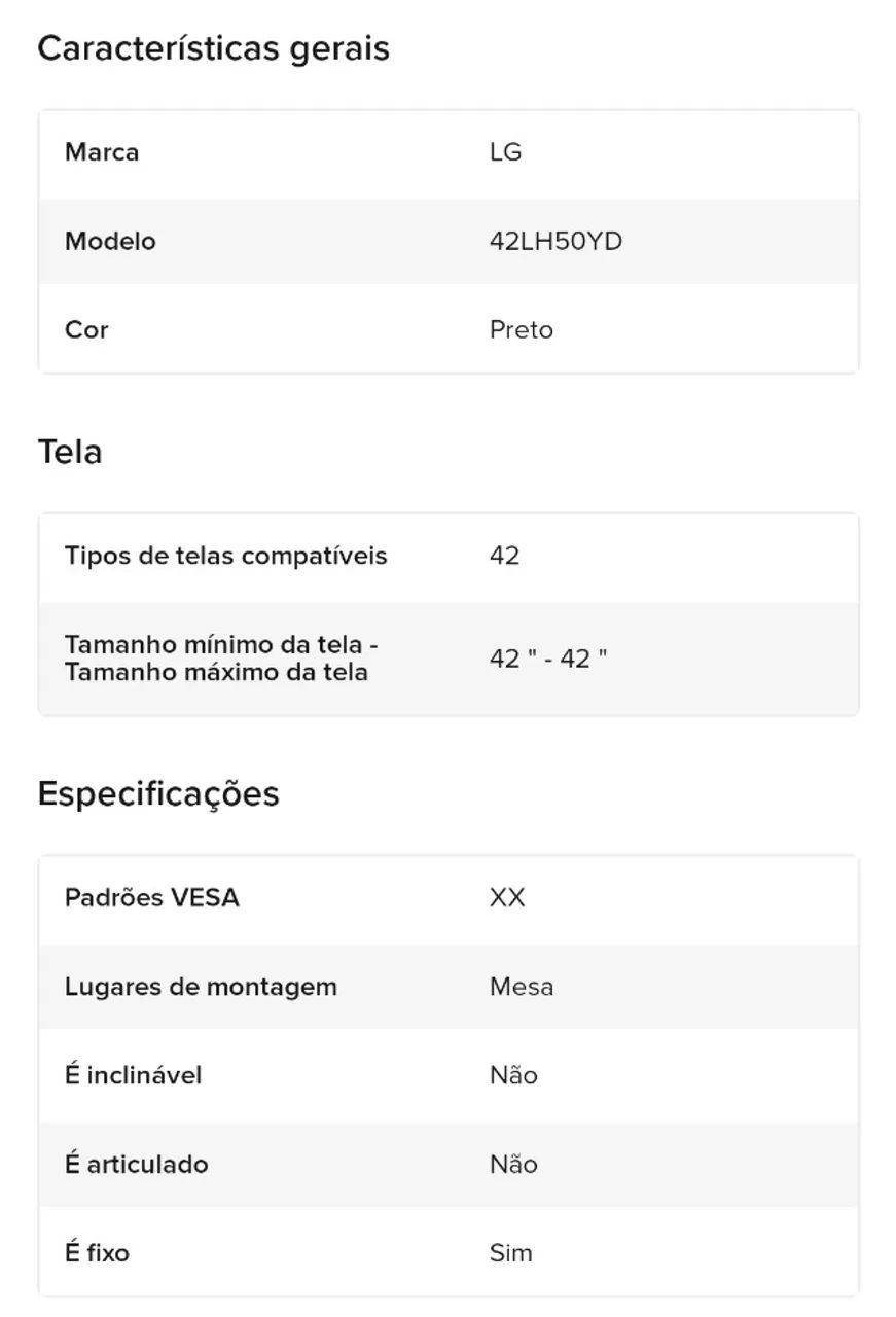 Base Pedestal Para Tv LG 42 polegadas - ORIGINAL - Foto 4