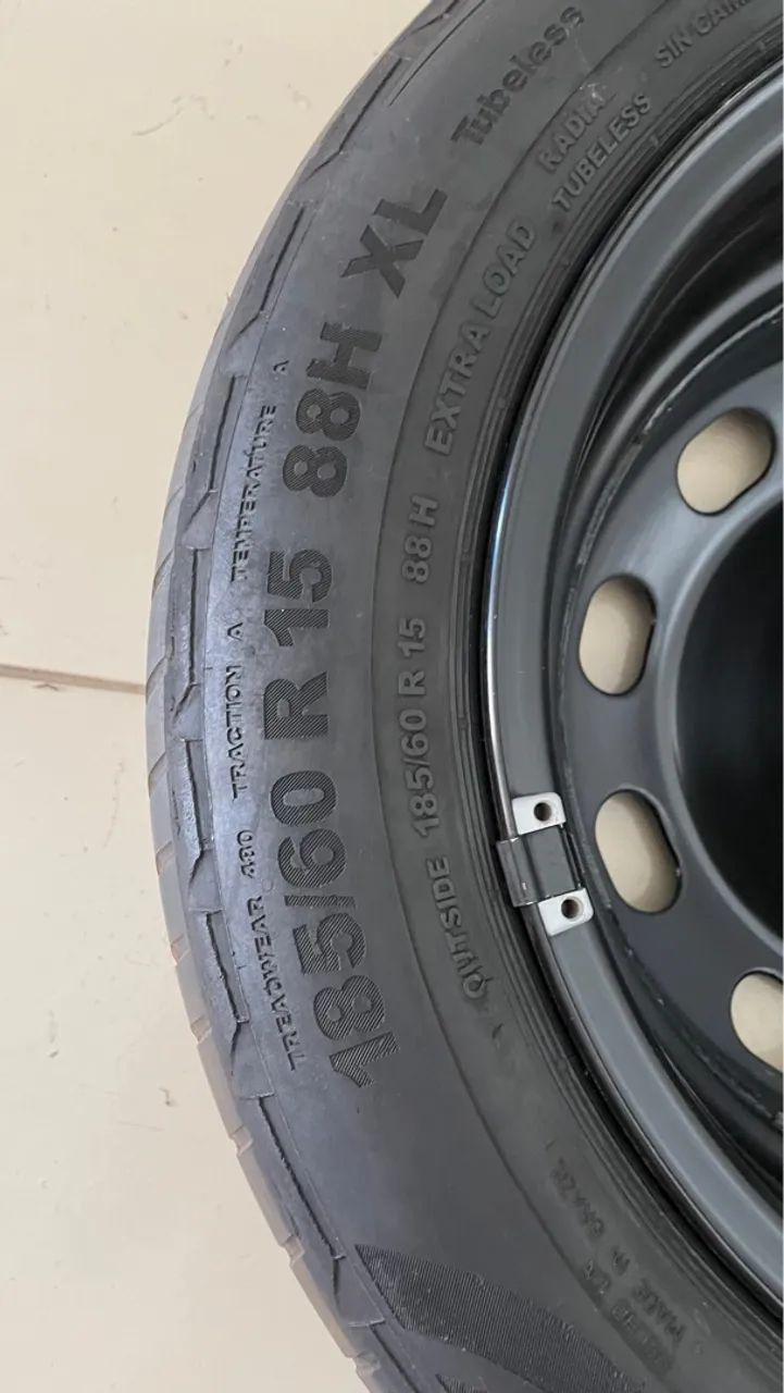 Pneus 185/60/R15 Step Estepe PowerContact Continental com Roda de Ferro de 15 Aço 5x100 - Foto 3